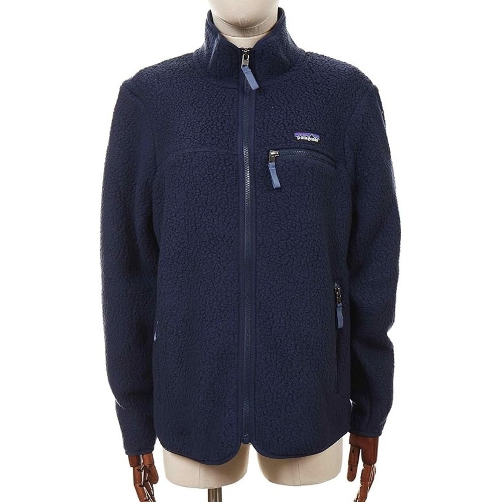 Patagonia Retro Pile Fleece Jacket Navy Blue Full Zip Large
